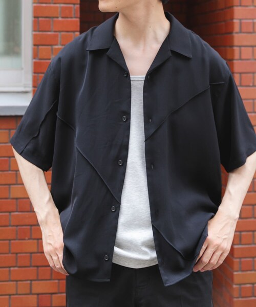ITEMS URBANRESEARCH(アイテムズ アーバンリサーチ)の「パネルピンタックオープンカラー半袖シャツ(シャツ/ブラウス・メンズ・OFF/BLK・M/L)」の22枚目の写真