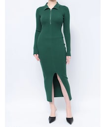 GYDA | ZIP リブニットタイト LONGワンピース(ワンピース)