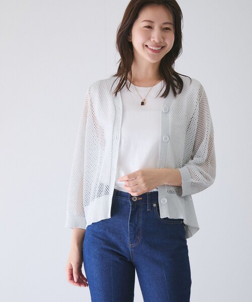 Jayro（ジャイロ）の「メッシュアミニットカーディガン（カーディガン/ボレロ・レディース・ブラック/ライトグレー/ホワイト系・F）」の18枚目の写真