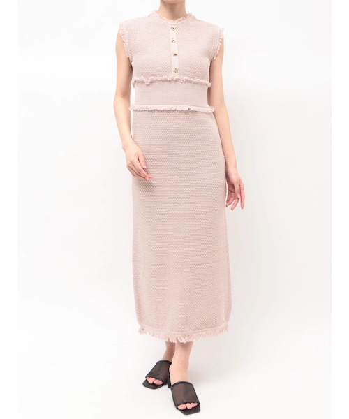 TONAL(トーナル)の「サマーツイードリブニットワンピース(ワンピース・レディース・グレー/ピンク/ブラウン・M/S)」の4枚目の写真