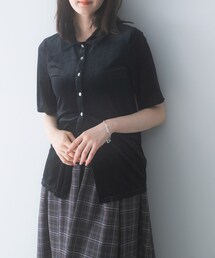 URBAN RESEARCH ROSSO WOMEN | シアーストライプベロアポロカットソー(Tシャツ/カットソー)