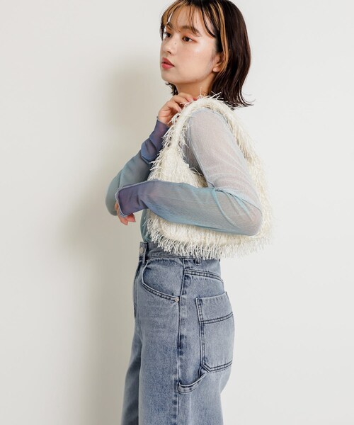 SENSE OF PLACE by URBAN RESEARCH（センスオブプレイスバイアーバンリサーチ）の「フリンジハンドバッグ（ハンドバッグ・レディース・BLACK/IVORY/MINT・one）」の10枚目の写真
