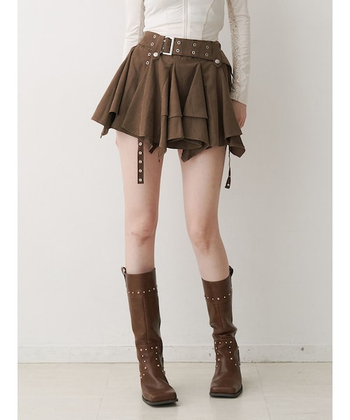 jouetie（ジュエティ）の「アシメヘムベルテッドミニスカート（スカート・レディース・ブラック/カーキ/グレー/ベージュ/レッド/ブラウン・M）」の22枚目の写真