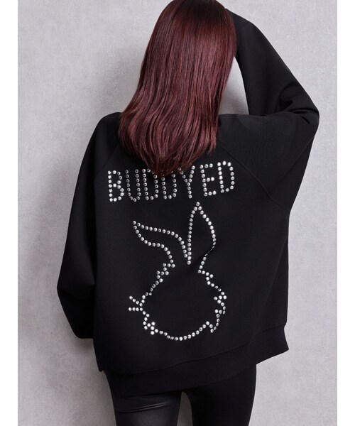 GYDA（ジェイダ）の「BUDDYED BUNNY STUDS BIGプルオーバー（スウェット・レディース・オフホワイト/ブラック・F）」の6枚目の写真