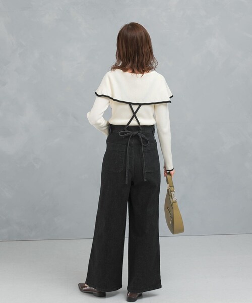 URBAN RESEARCH ROSSO（アーバンリサーチロッソ）の「2wayネックバイカラーケープニット（ニット/セーター・レディース・OFF/BEIGE/BLACK・FREE）」の8枚目の写真