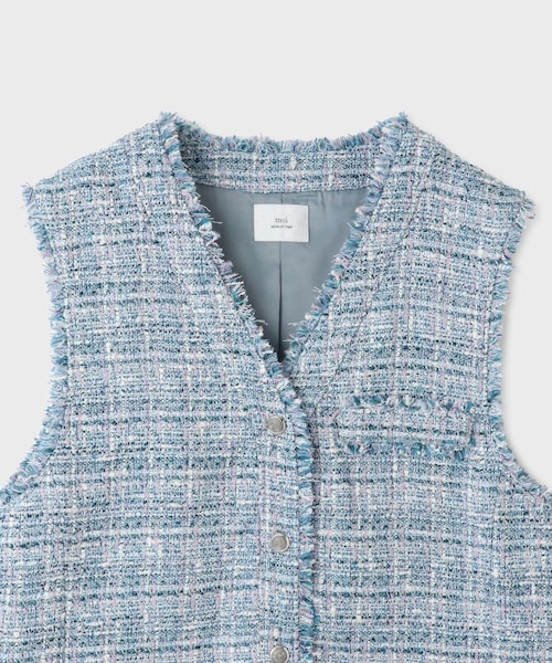 ROPE'（ロペ）の「【Masaco Teranishi（マサコテラニシ）】× moi salon et rope EXCLUSIVE EDITION TWEED GILET｜ジレ（ベスト・レディース・ホワイト系/サックス・F）」の5枚目の写真