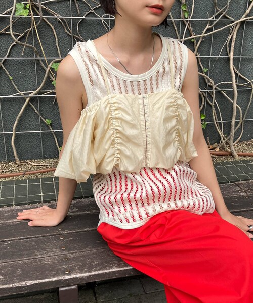 KBF（ケイビーエフ）の「2WAYパフスリーブビスチェ（その他トップス・レディース・GRAY/BEIGE/BLACK・one）」の3枚目の写真