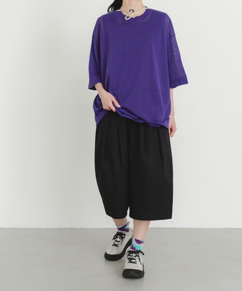 EKAL(エカル)の「撥水チノバミューダパンツ(その他パンツ・レディース・キャメル/ブラック・One)」の9枚目の写真
