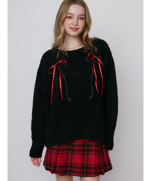 CALNAMUR（カルナムール）の「WRAPPING RIBBON JQD KNIT/ラッピングリボンジャガードニット（ニット/セーター・レディース・アイボリー/グレー/ブラック・F）」の3枚目の写真