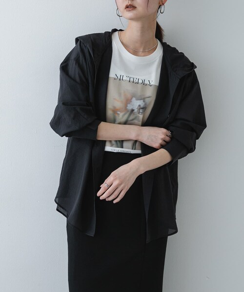 SENSE OF PLACE by URBAN RESEARCH（センスオブプレイスバイアーバンリサーチ）の「シアーフーディシャツ（シャツ/ブラウス・レディース・OFF WHITE/BLACK/YELLOW・One）」の10枚目の写真