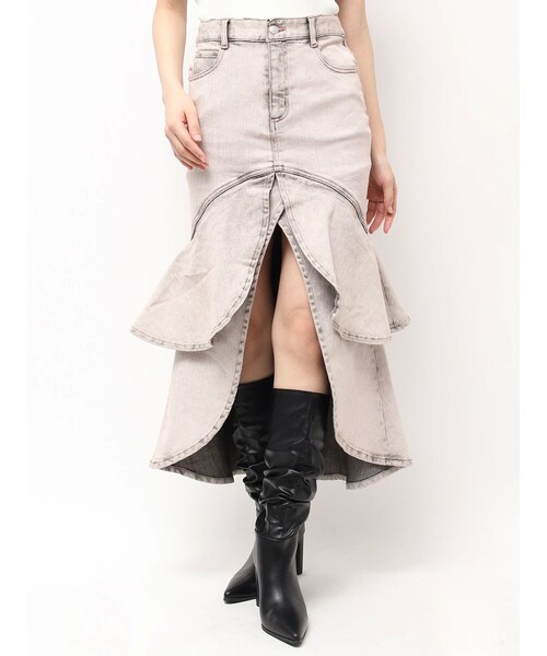 EATME（イートミー）の「フレアマーメイドデニムスカート（デニムスカート・レディース・ブラック/ピンク/アイスブルー・S/M）」の6枚目の写真