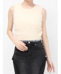 ファンシーヤーンノースリニットトップス