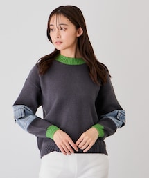 Jayro | 配色袖デニムプルオーバー(ニット/セーター)