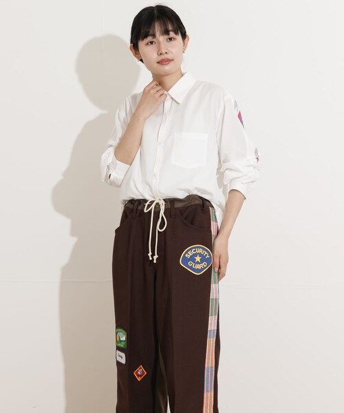 THE GOODLAND MARKET(ザグッドランドマーケット)の「SREU Patch Work Shirt(シャツ/ブラウス・レディース・WHITE2/WHITE1/BLACK1/BLACK2・L/M)」の6枚目の写真