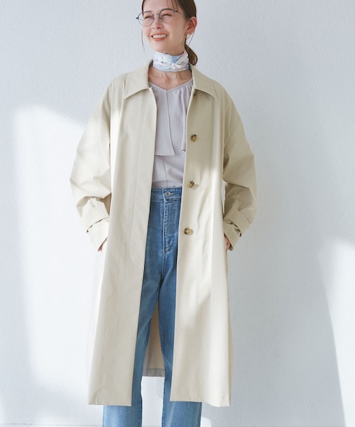 ROPE' PICNIC（ロペピクニック）の「【撥水・花粉ガード】ステンカラーコート/スプリングコート（ステンカラーコート・レディース・ベージュ/ベージュ系/ネイビー・36/38）」の2枚目の写真
