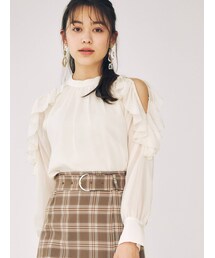 MERCURYDUO | 2WAYオープンショルダーラッフルブラウス(シャツ/ブラウス)