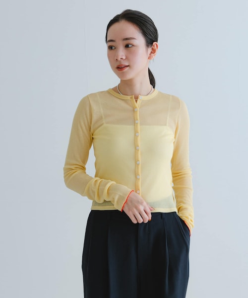 URBAN RESEARCH（アーバンリサーチ）の「『MADE IN JAPAN』シアーテレコショートカーディガン（カーディガン/ボレロ・レディース・NAVY/WHITE/BUTTER・FREE）」の3枚目の写真