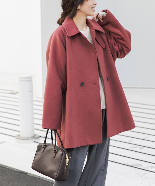 URBAN RESEARCH DOORS（アーバンリサーチドアーズ）の「『UR TECH』ミドル丈コート（テーラードジャケット・レディース・BRICK/杢BEIGE/NAVY・M）」の4枚目の写真