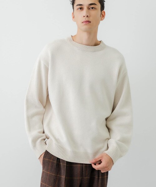 URBAN RESEARCH（アーバンリサーチ）の「ローゲージモールニット（ニット/セーター・メンズ・WHITE/GREEN/NAVY/BLACK・M/L）」の7枚目の写真