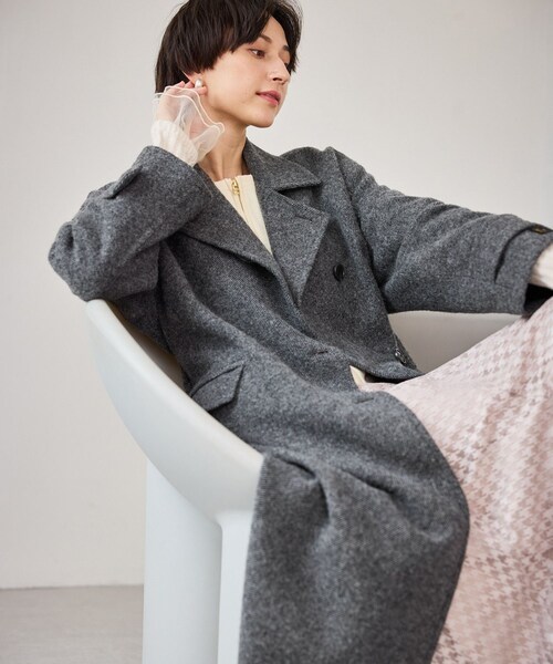 ROPE' PICNIC(ロペピクニック)の「JAPAN FABRIC スタンドカラーロングコート/一部WEB限定カラー(チェスターコート・レディース・ブラック系/グレー/ライトグレー/ベージュ系・F)」の22枚目の写真