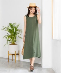 nissen | 大きいサイズ　涼しいサラサラカットソー楊柳ノースリーブワンピース（ロング丈）(ワンピース)
