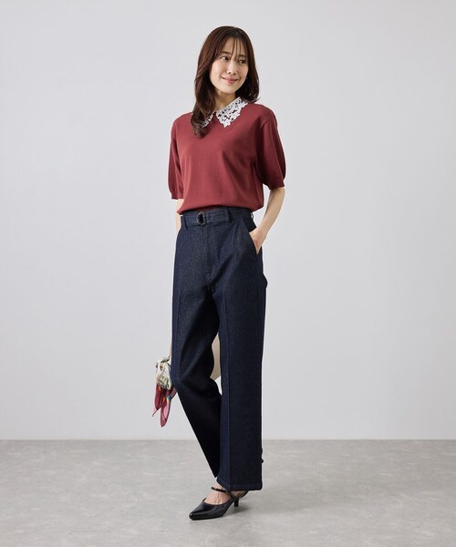 ROPE' PICNIC(ロペピクニック)の「ベルト付ストレートワイドデニムパンツ(デニムパンツ・レディース・ネイビー/ブルー・L/M/S/XL/XS)」の12枚目の写真