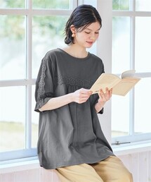 nissen | ＜大きいサイズ＞クラフト調レース使いゆったりチュニック(チュニック)