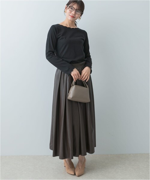 URBAN RESEARCH ROSSO（アーバンリサーチロッソ）の「F by ROSSO　タックボリュームスカート（スカート・レディース・BROWN/BLACK・36/38）」の19枚目の写真