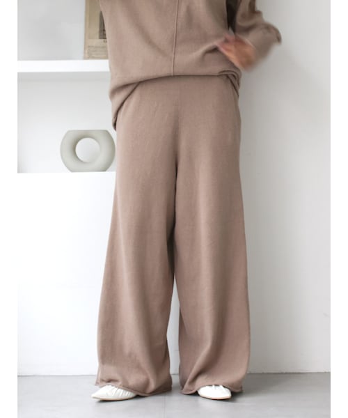 Ungrid（アングリッド）の「ミニループヤーンワイドニットパンツ（その他パンツ・レディース・アイボリー/ブラウン・F）」の5枚目の写真