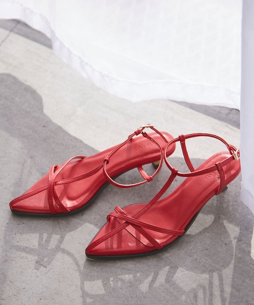 VIS（ビス）の「ナロークロスメタルヒールサンダル（サンダル・レディース・ブラック/レッド・L/M/S）」の6枚目の写真