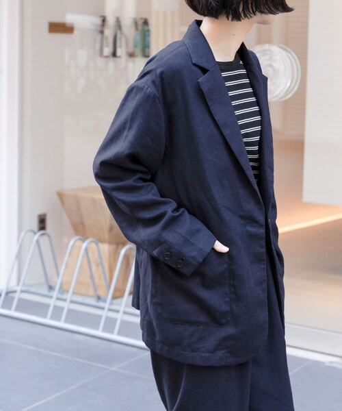 URBAN RESEARCH DOORS(アーバンリサーチドアーズ)の「FORK&SPOON ヘンプ混テーラードジャケット(テーラードジャケット・レディース・CHECK/NAVY・1)」の8枚目の写真