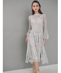 MERCURYDUO | フラワーウエストリブ切替ワンピース(ワンピース)