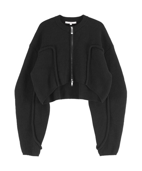 UN3D.（アンスリード）の「CORD LINE SHORT CARDIGAN（カーディガン/ボレロ・レディース・グレー/ブラック/ブルー・F）」の2枚目の写真