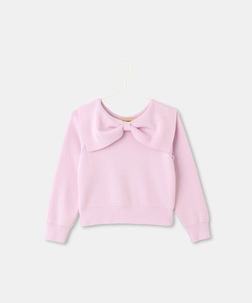ROPE' PICNIC(ロペピクニック)の「【KIDS/キッズ】前後2WAYマシュマロニットリボンカラートップス/イージーケア・リンクコーデ(ニット/セーター・キッズ・ブラック/キナリ/ピンク系・120/130/140/150)」の9枚目の写真