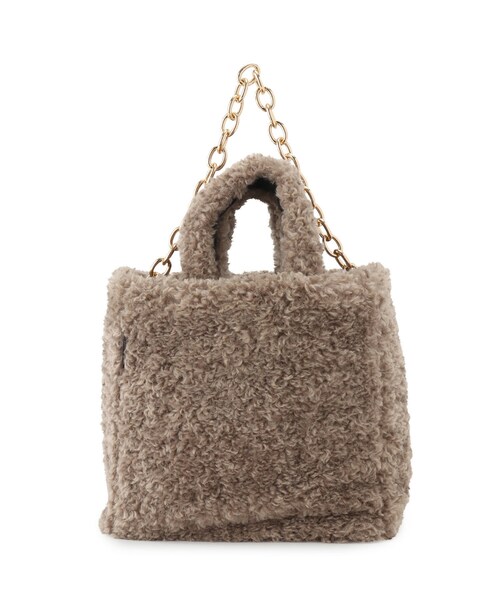 ADAM ET ROPE'(アダムエロペ)の「【helen Moore】joy bag with chunky chain 50cm/ファーバッグ(ハンドバッグ・レディース・グレー系・F)」の9枚目の写真