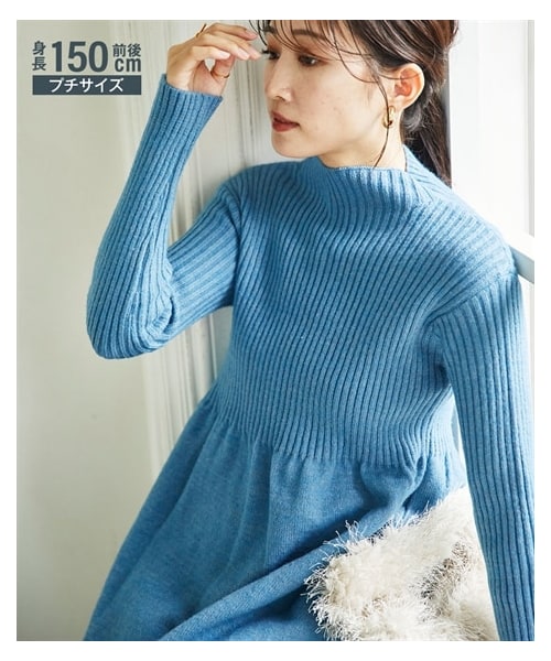 nissen（ニッセン）の「小さいサイズ ミニ丈ニットワンピース 低身長