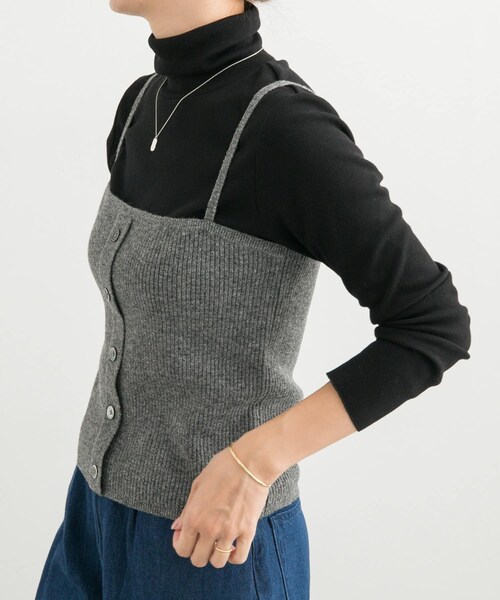 URBAN RESEARCH DOORS（アーバンリサーチドアーズ）の「リブニットビスチェ（その他トップス・レディース・杢CHARCOAL/BEIGE・M）」の4枚目の写真