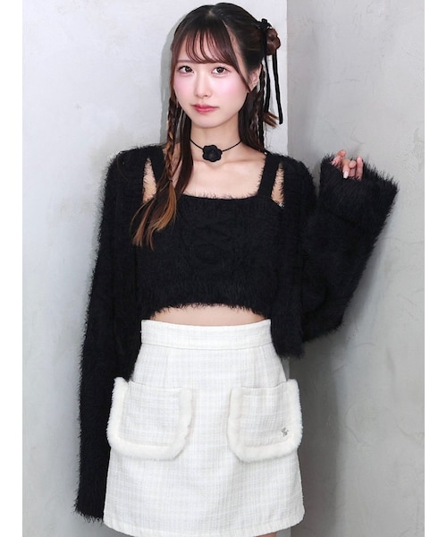 EATME（イートミー）の「ニットキャミ&カーディガンセット（その他トップス・レディース・ブラック/ピンク/ブラウン・F）」の3枚目の写真