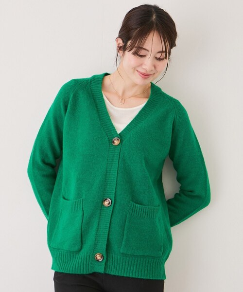 Jayro（ジャイロ）の「カラーVネックカーディガン（カーディガン/ボレロ・レディース・ブラック/グレー/ホワイト系/ベージュ/グリーン/キミドリ/カーキ/ブルー系/レッド/オレンジ・F）」の5枚目の写真