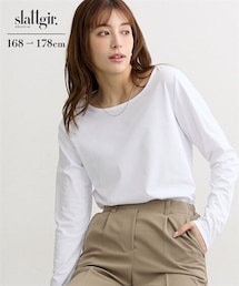 nissen | 高身長 綿混ONにもOFFにも使えるキレイ見え長袖Tシャツ (トールサイズ)(Tシャツ/カットソー)