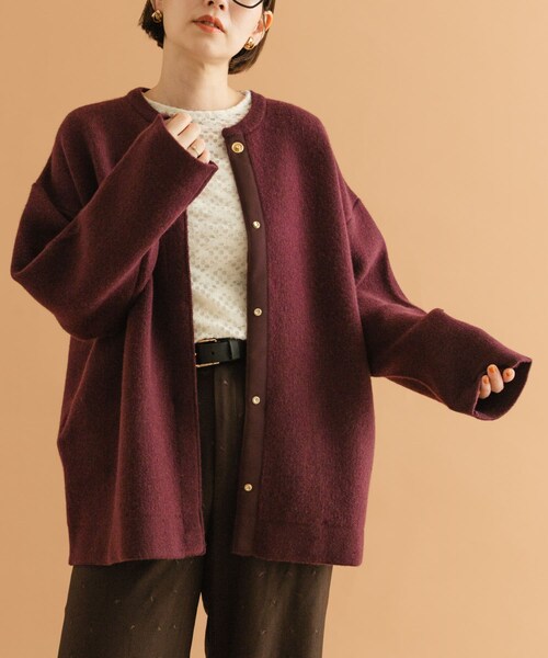 URBAN RESEARCH ROSSO（アーバンリサーチロッソ）の「F by ROSSO　ハミルトン接結ニットコート（テーラードジャケット・レディース・L/GREIGE/GRAY/D/CHERRY・Free）」の5枚目の写真