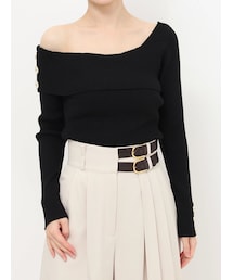 dazzlin | ワンショルアンバランスボタンニットトップス(ニット/セーター)