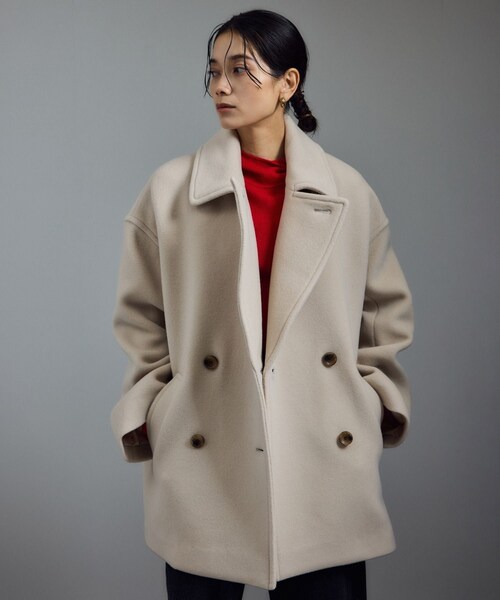 ADAM ET ROPE'(アダムエロペ)の「<追加>【WEB限定】MANTECOウールPコート(ピーコート・レディース・ブラウン/ベージュ系/ネイビー/オフホワイト・M/S)」の4枚目の写真