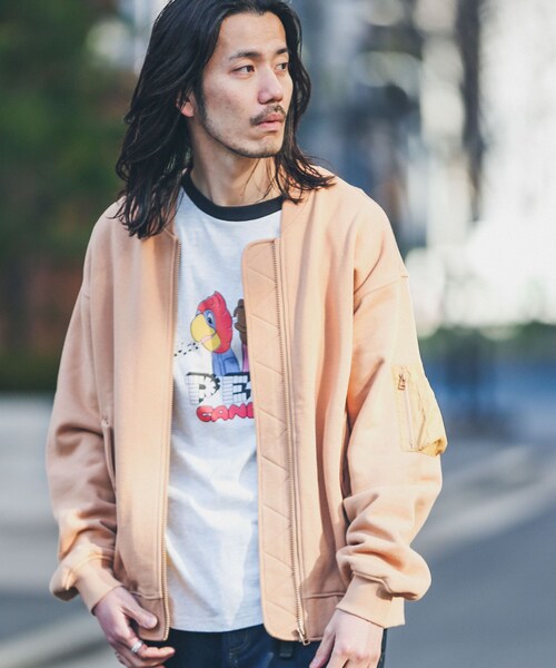 URBAN RESEARCH Sonny Label（アーバンリサーチサニーレーベル）の「裏毛スウェットMA-1ブルゾン（MA-1・メンズ・ライトキャメル/杢グレー/ブラック・M/L）」の4枚目の写真