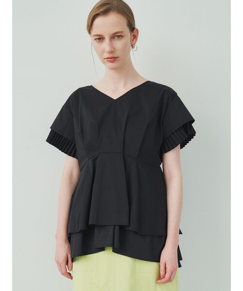ELENDEEK（エレンディーク）の「BACK PLEATS FRILL BL（シャツ/ブラウス・レディース・オフホワイト/ブラック/ネイビー/カーキ/アイスブルー/ラベンダー・F）」の3枚目の写真
