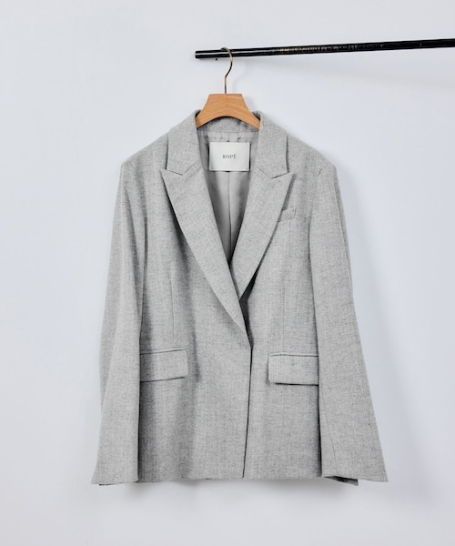 ROPE'（ロペ）の「ウールフランネルセミダブルジャケット/セットアップ対応（テーラードジャケット・レディース・ライトグレー/ダークブラウン・36/38）」の6枚目の写真