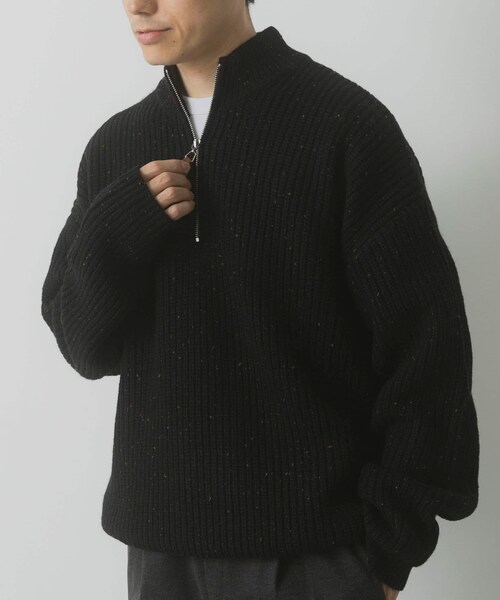 ITEMS URBANRESEARCH（アイテムズ アーバンリサーチ）の「ウール混 ハーフジップ モックネックニット（ニット/セーター・メンズ・WHT/NVY/BLK・M/L）」の2枚目の写真