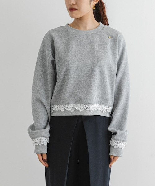 URBAN RESEARCH ROSSO（アーバンリサーチロッソ）の「F by ROSSO　レース付きダンボールスウェット（スウェット・レディース・GRAY/BLACK・FREE）」の16枚目の写真