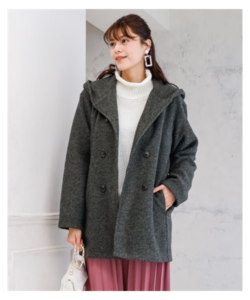 nissen（ニッセン）の「大きいサイズ軽くて暖かいフード付ダブルボタン