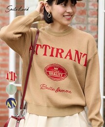 nissen | 大きいサイズ カラー配色ジャガードロゴニット(ニット/セーター)